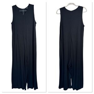 Eileen Fisher Jumpsuit Wide Leg Crop Pockets Sleeveless Jersey L P Minimalist H9